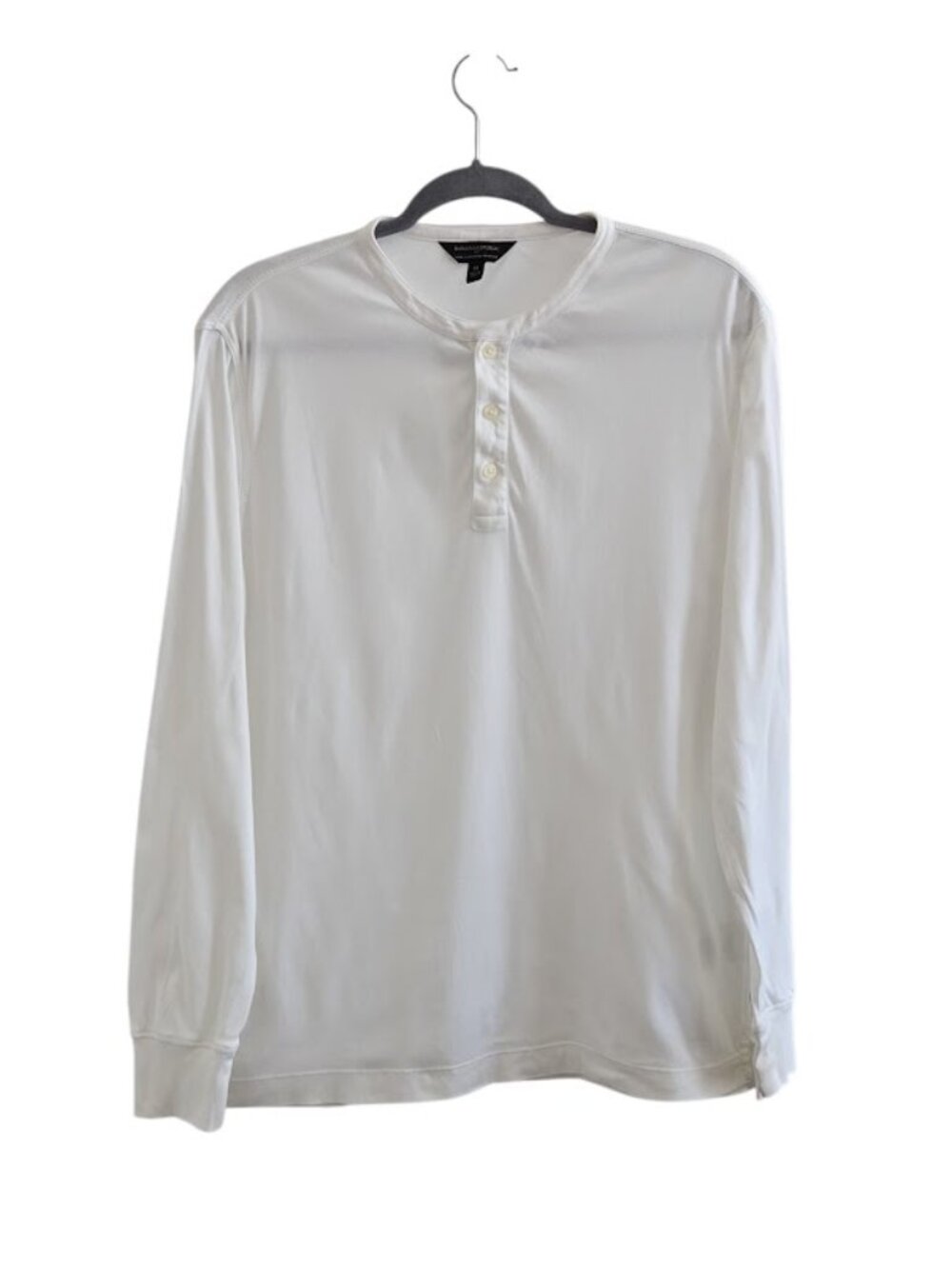 BANANA REPUBLIC Men's Henley Shirt M White Luxe Touch Long Sleeve 100% Cotton